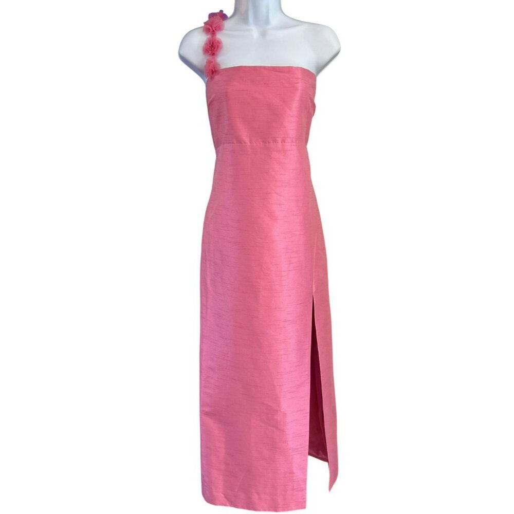 Likely Pink Strapless Gown W/Floral Detail & Side Slit Formal Dress Size 14 MSRP